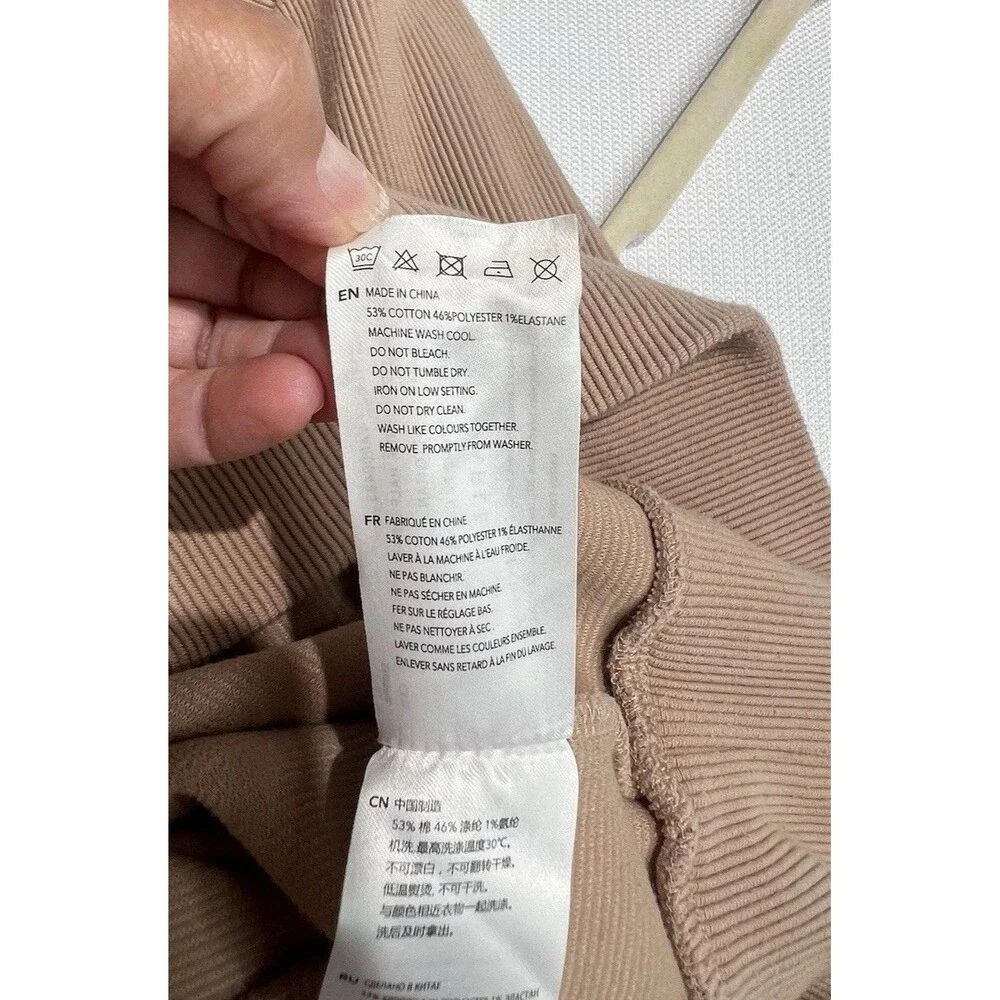 Varley Vine Ottoman Half Zip Pullover Size M Ribbed Tan Athleisure Oversized